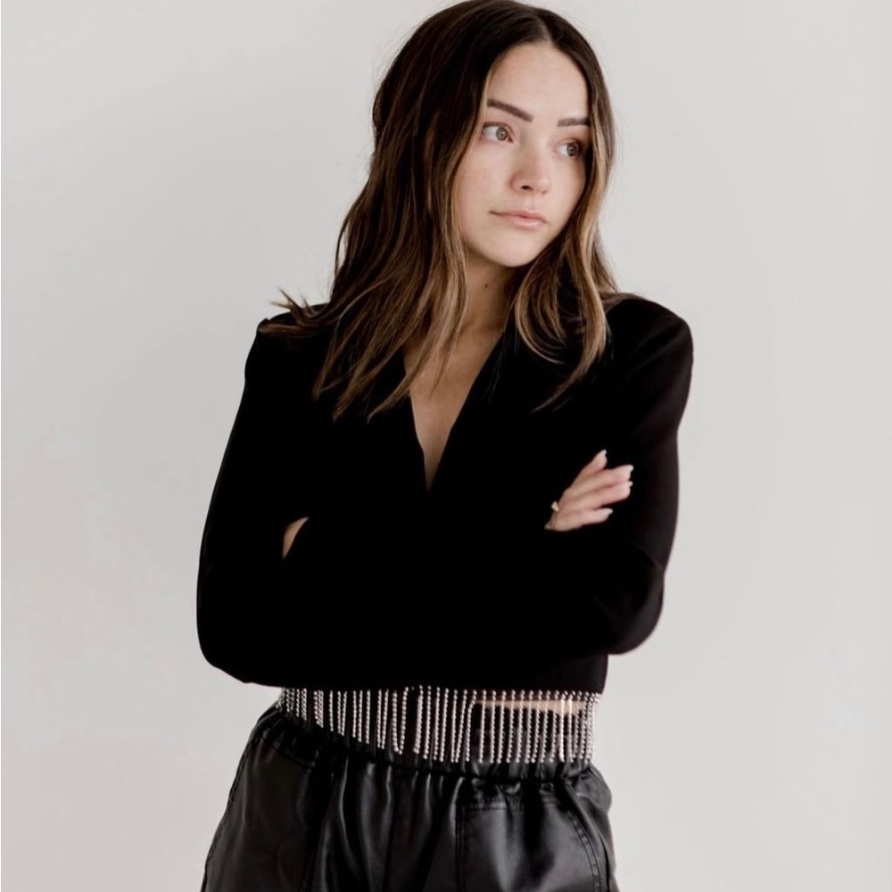 Zara Crop Fringe Blazer